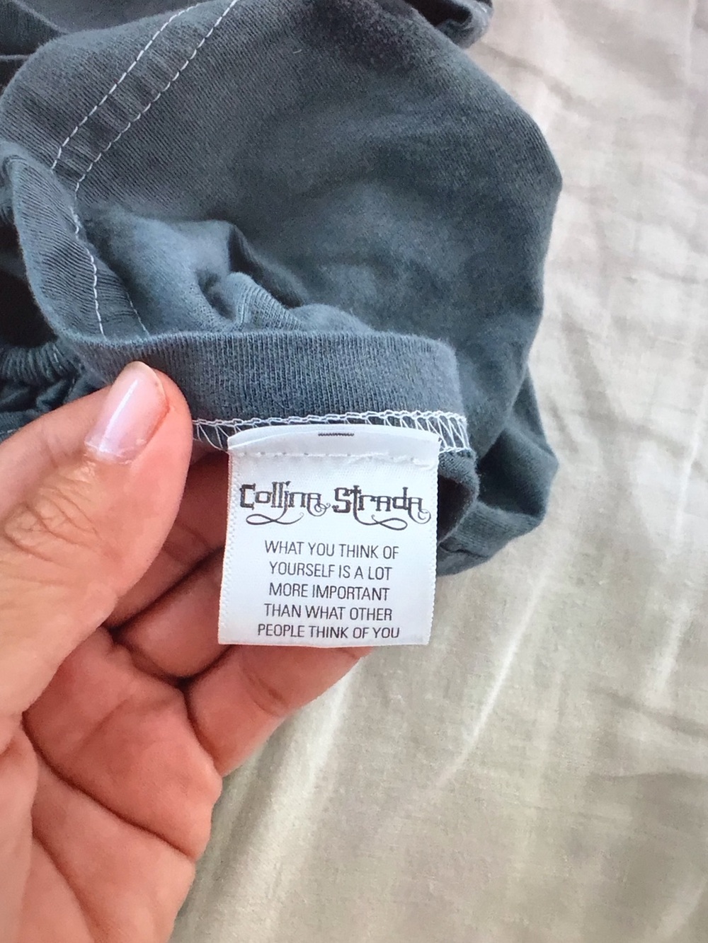 Collina Strada Slate Gray Graphic Tee with Black Print - Picture 6 of 7